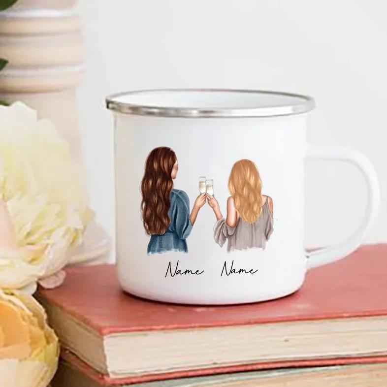 Personalisierte Beste Freundin Tasse Angepasster Name Kaffeetassen Getränke Wein Saft Teetassen Cartoon Mädchen Bedruckte Tasse Geschenke für Freunde