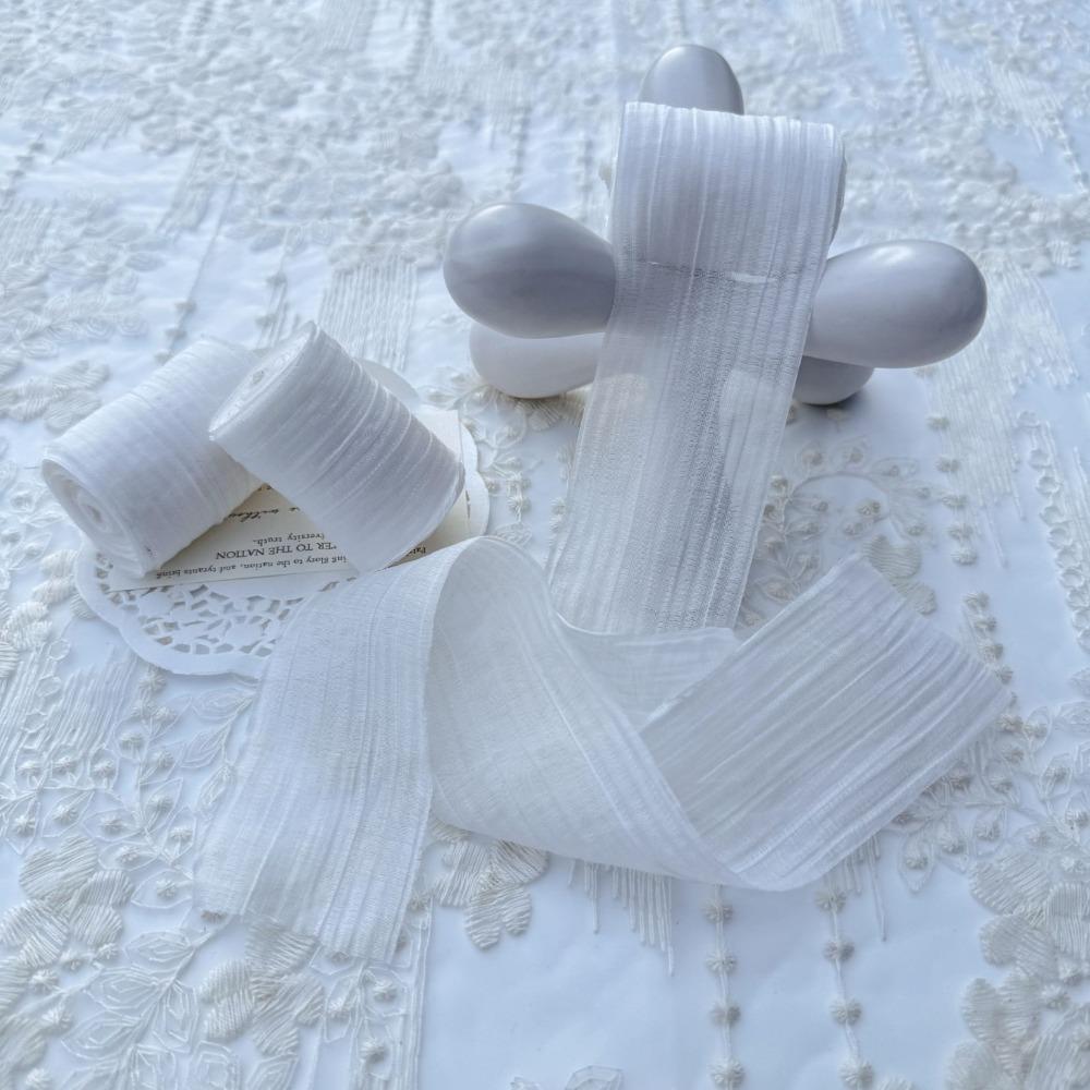 Elegant Striped Pleated Ribbons Simple Solid Color Chiffon Ribbons 5cm*5m Packaging Material Wedding Ribbons
