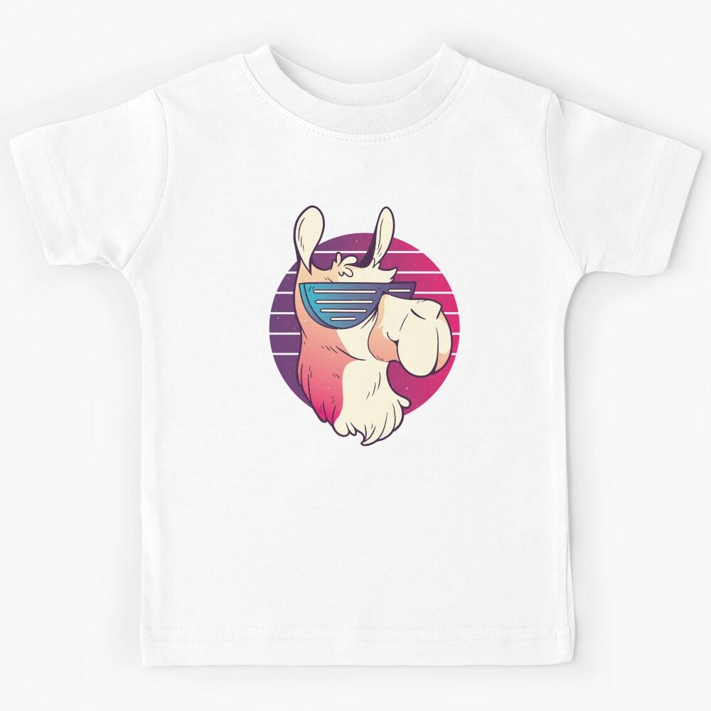 Cool Llama With Sunglasses - 80s 90s Retro Nostalgia Kids T-Shirt 110