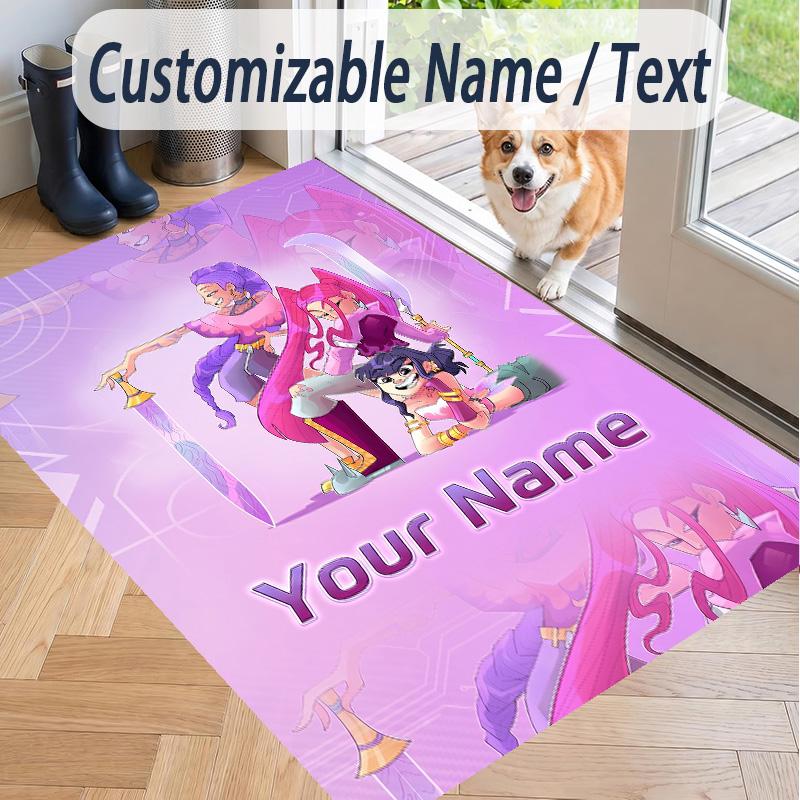 Custom Text Printed Rug Kpop Demon Hunters Non Slip Floor Carpet For Home Room Decor