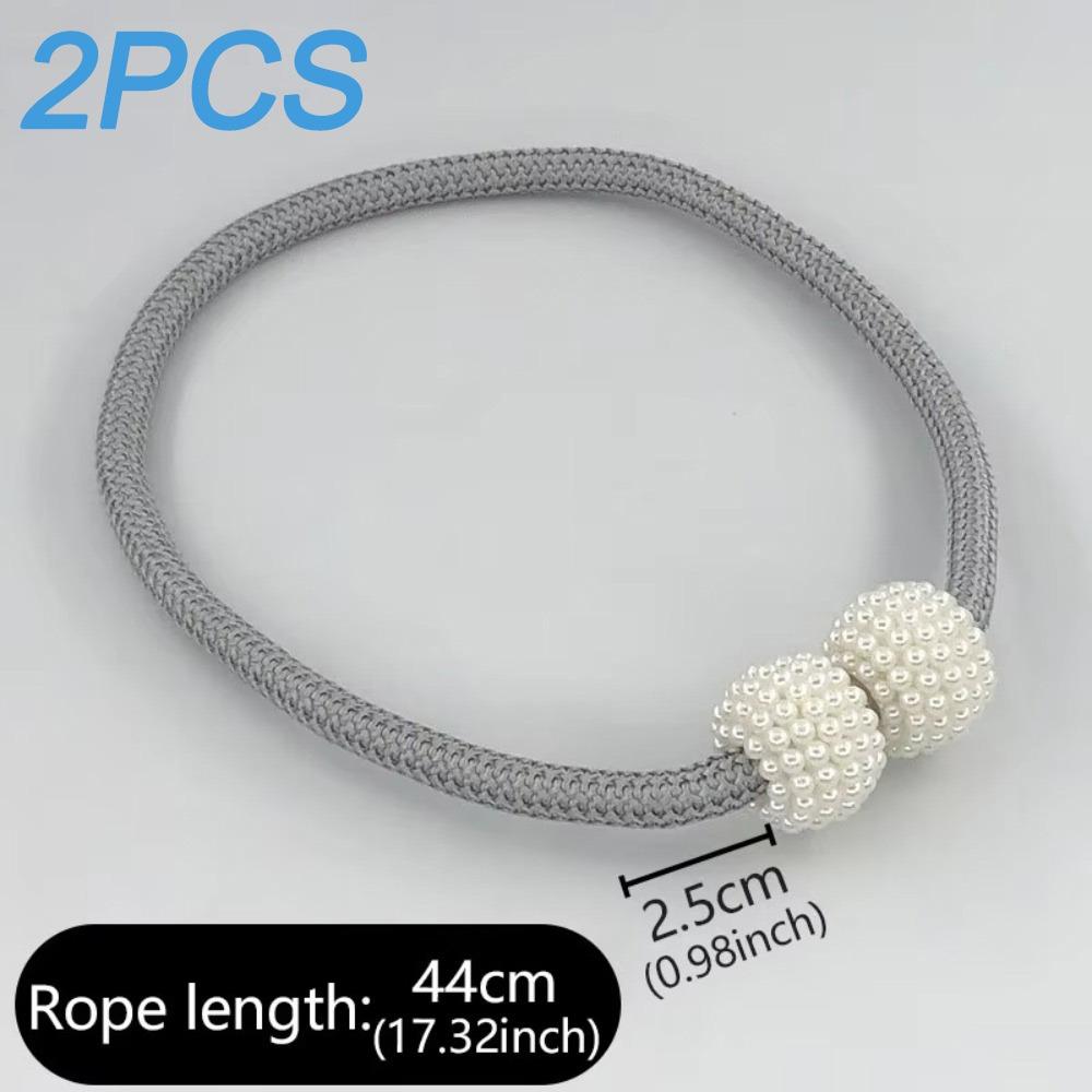 2PCS Hanging Ball Magnetic Curtain Clip Pearl Curtain Rope Holders  Home Decor