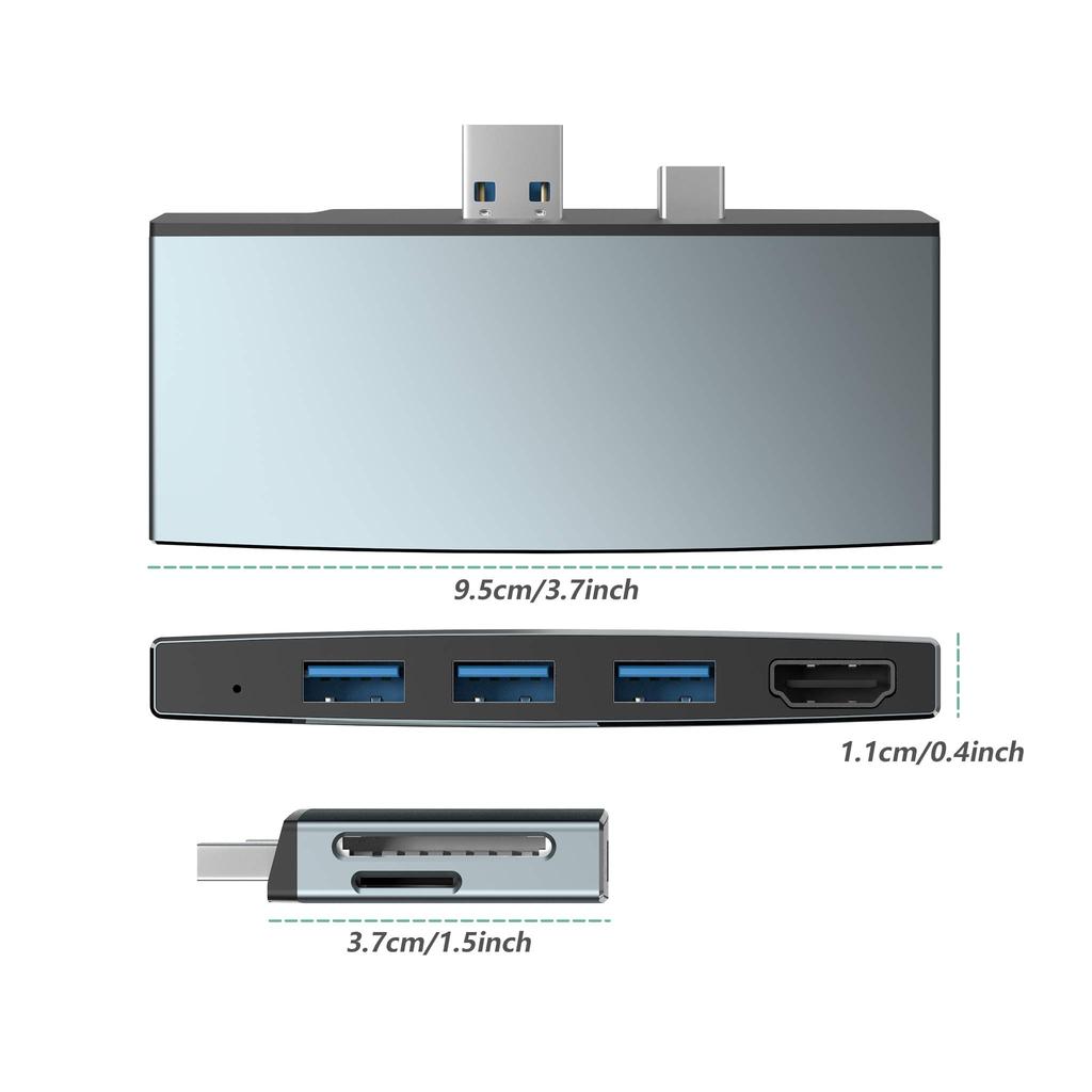 Bawanfa Microsoft Surface Pro 6 Pro 5 Exclusive USB Hub HDMI Port Card Reader USB Port 3 High Speed Data Transfer Multi 6in2 Aluminum USB Conversion