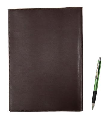 Takizawa Recycled Cowhide B5 Book Notebook Cover with Metal Pitch Grip Ballpoint Pen Set & (Brown) & (Green) T23-B5-005C-WZ2067BP-G
