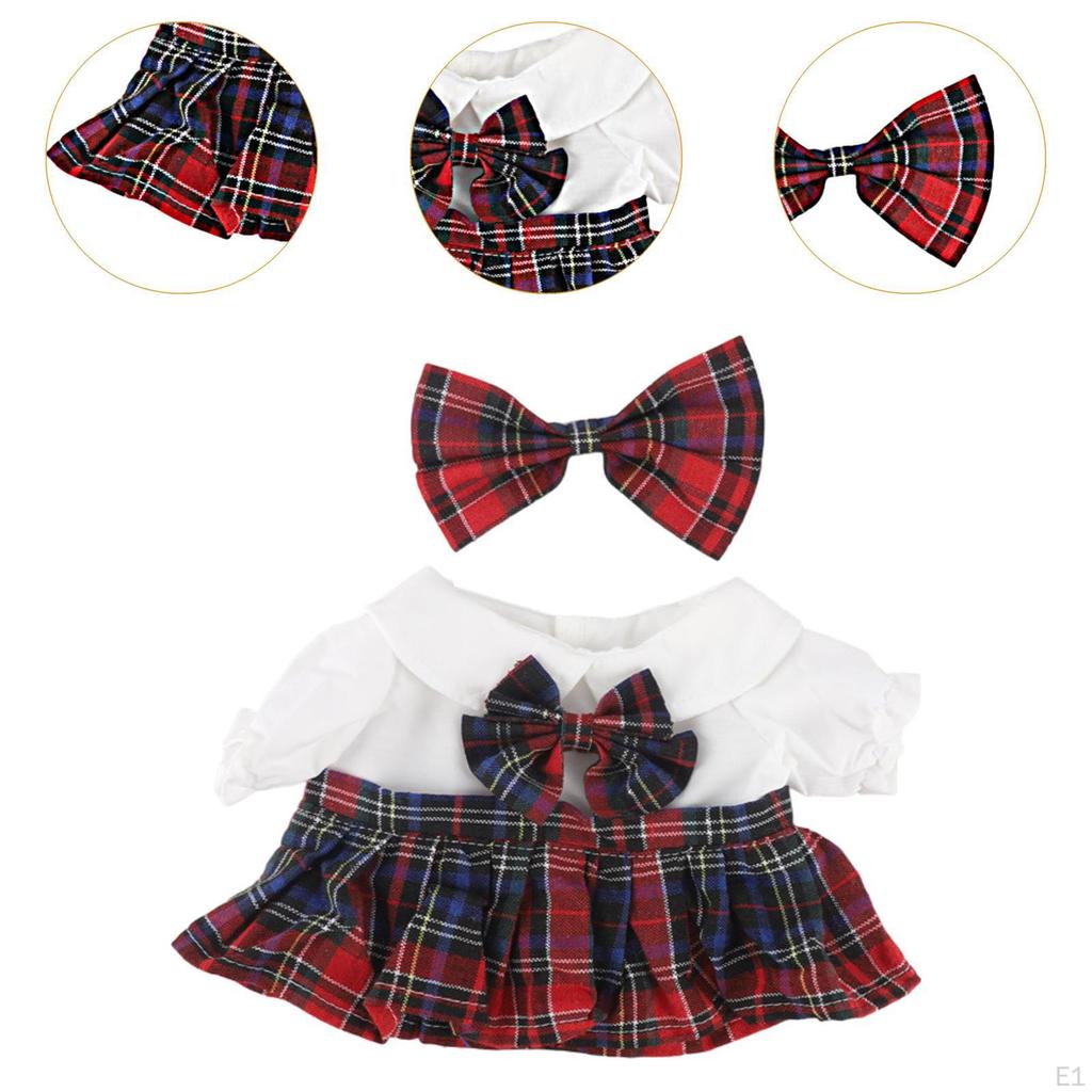 2Pcs Dolls Dress Suit with Bow Tie Hair Clip for 38cm Children's Gifts A