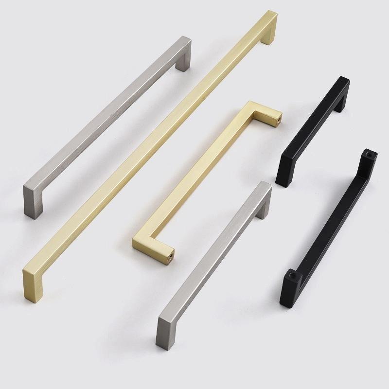 10-33Cm Black Cabinet Handles Stainless Steel Square Closet Drawer Cupboard Pulls Bathroom Door Knobs Furniture Kitchen Handle