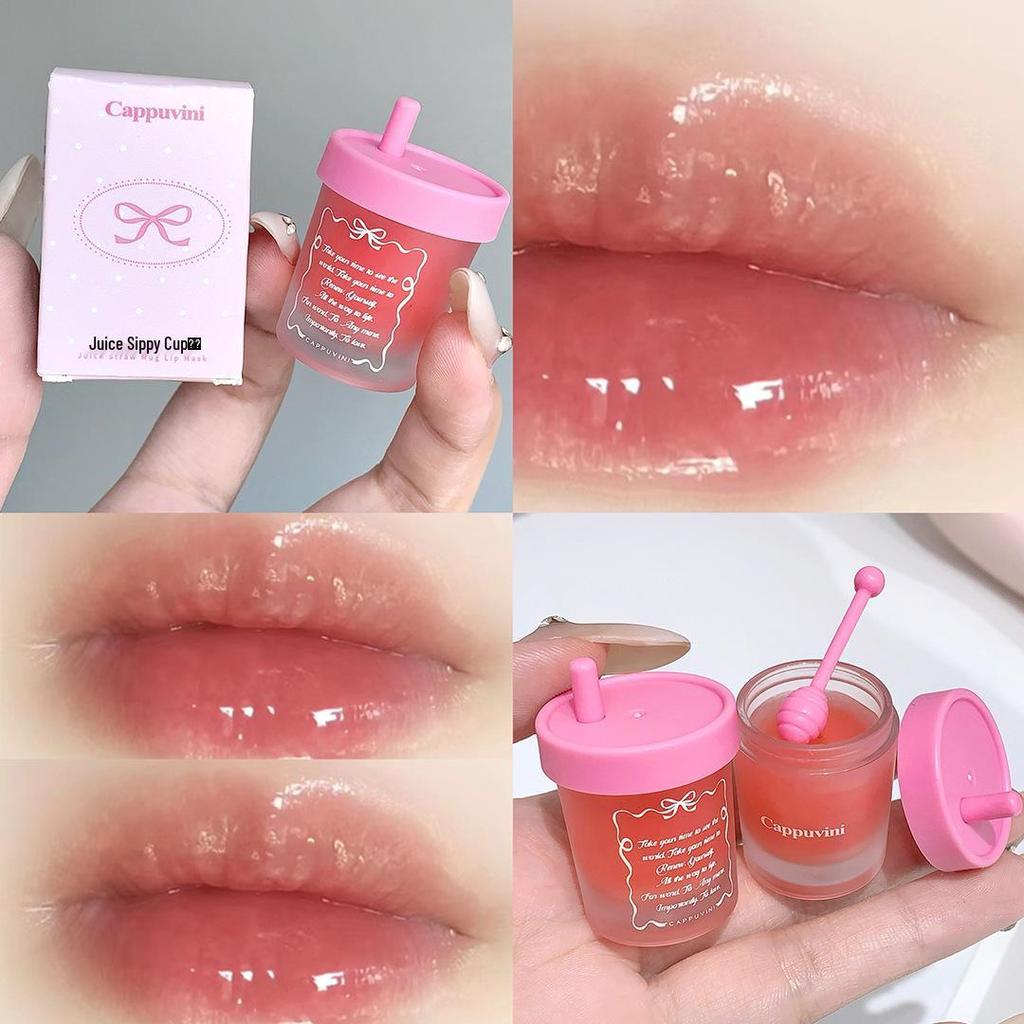 Cappuvini Lippenmaske: Feuchtigkeitsbalsam mit Fruchtgeschmack für die Tages-/Nachtpflege (Herbst Winter)
