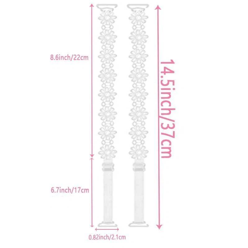 1Pair Lace Flower Decor Bra Straps, Adjustable Versatile Anti-Slip Shoulder Strap For Women'S Lingerie And Bra Accessories