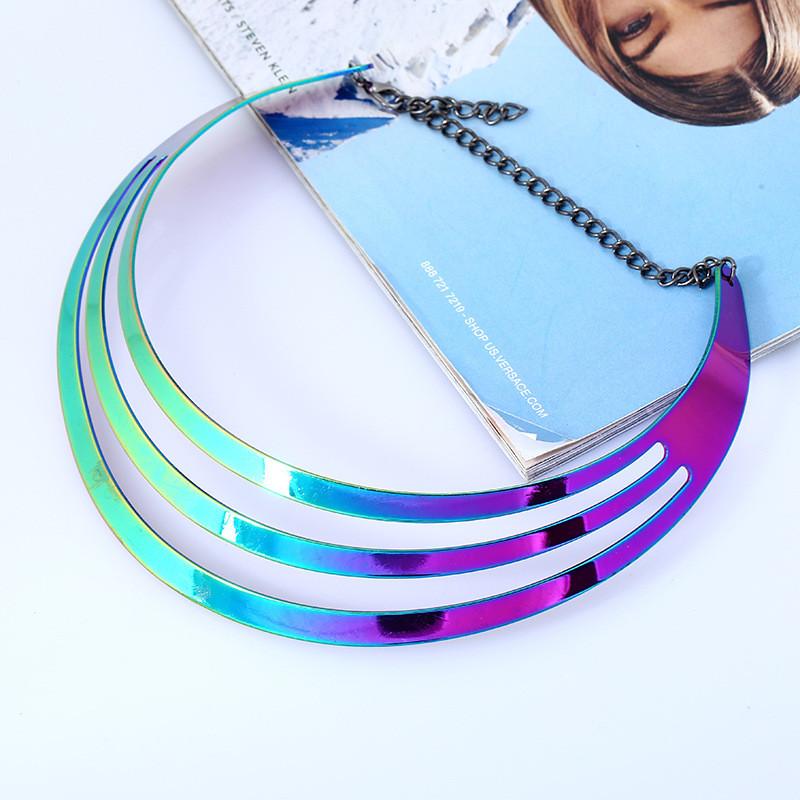 Layer Multi Metal Collar Necklace With Gradient Design For Unisex Gifting Wear