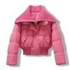 2024 High-Waist Short Winter Coat for Women - Stylish Lapel, Warm Cotton Outerwear