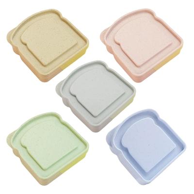 Leak Proof Bread Sandwich Box with Lid Toasts Shape Wheat Straw Meal Preparation Container for Commuting Travel
