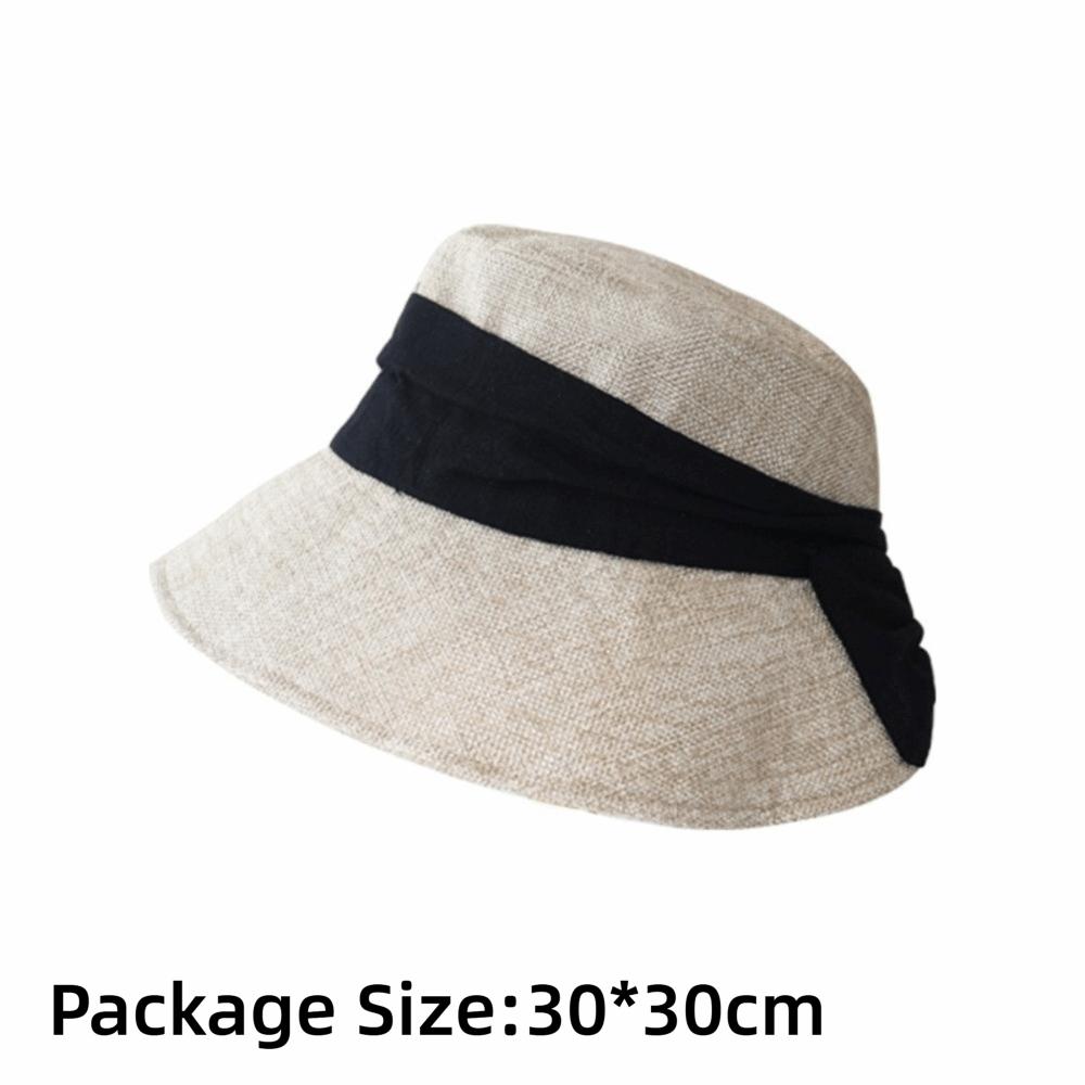 Breathable Fisherman Sun Hat Pleated Webbing Uv Protection Equestrian Hat Sun‑Shading Foldable Linen Sun Hat Summer Outdoor