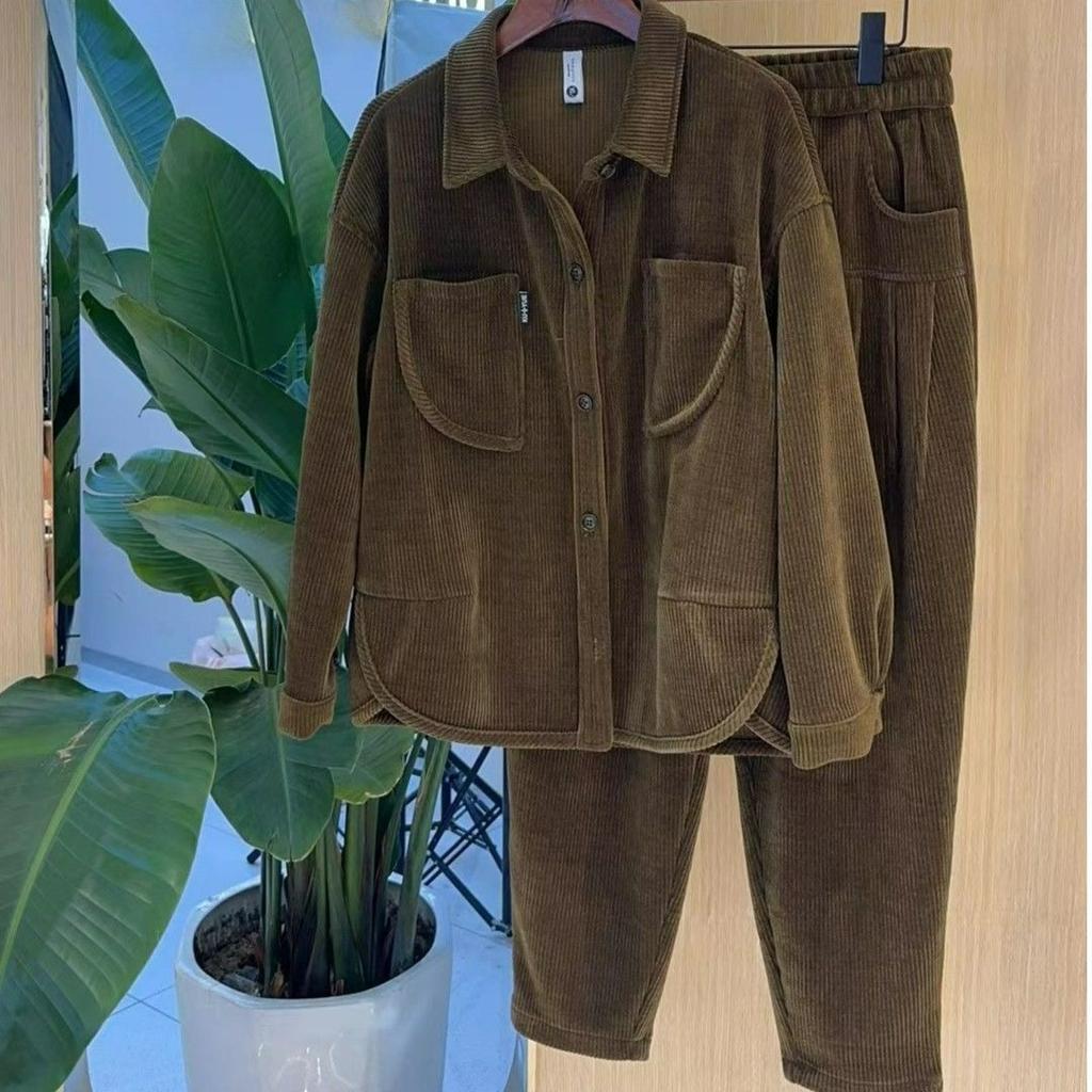 Winter Plus Velvet Thickened Casual Suit Women's Fashion Western Style Small Ladies Sportswear Two-piece Suit