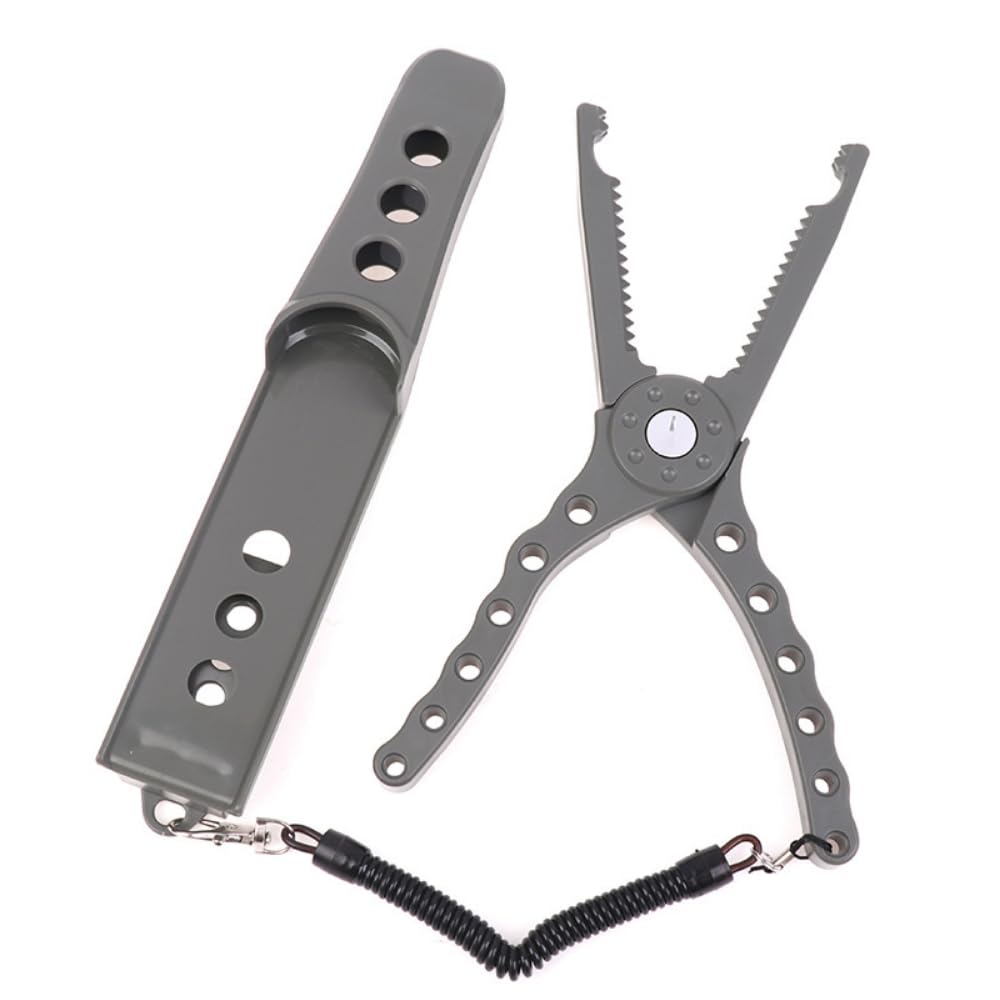 ideamall Fish Grip Fishing Tackle Fishing Pliers Fish Grab Fishing Scissors Crocodile Grip (Gray)