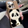 Panda Doll Imitation Leather Phone Case For iPhone 17 Pro Max 16 Plus 15 14 13 12 11 XS X XR 17 Air Shockproof Soft Bumper Cover