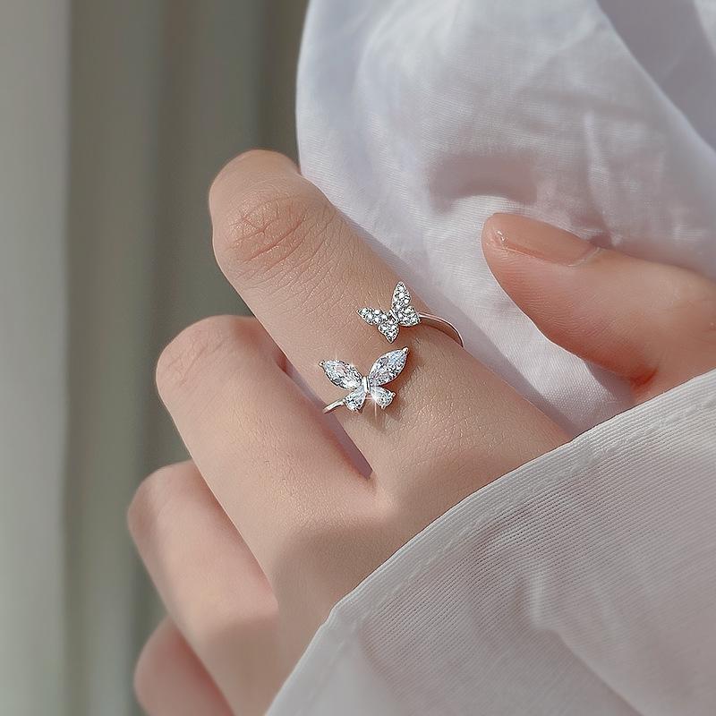 Silver Smile Shape Ring for Women Girls Y2K Stainless Steel Rings Adjustable Opening Ring Jewelry Friend Gifts
