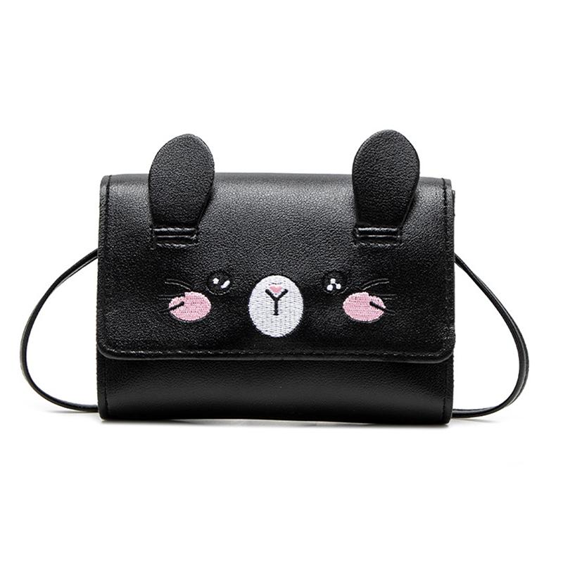 Charming Rabbit Mini Bag Cartoon PU Leather Crossbody Shoulder Purse for Kids Fun for All Ages чёрный