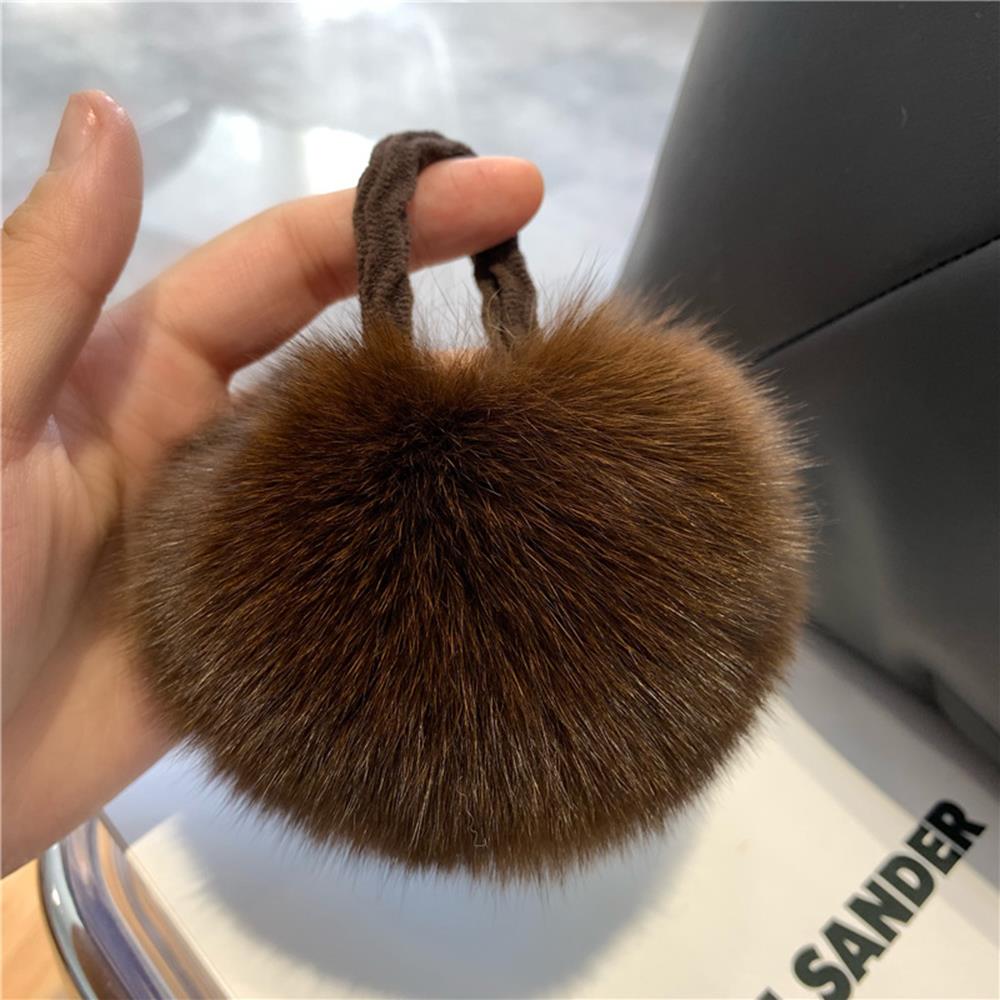 Real Fox Fur Ball Hair Bands Women Fluffy Hair Tie Rubber Band Girls Hair Accessories Winter Scrunchies
