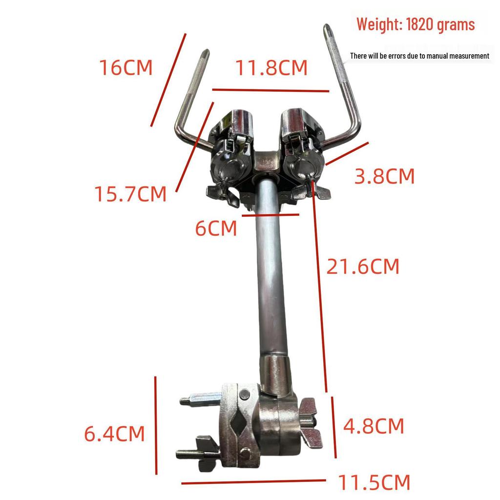 Jazz Drum Accessories: Rack Stand with Single Arm Snare Holder, Hanging Tom Holder, and Double Bull Head for Water Pipe and Eardrum Setup