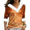 Women's Christmas V-Neck Top Elegant Cut for Party Date and Casual Wear