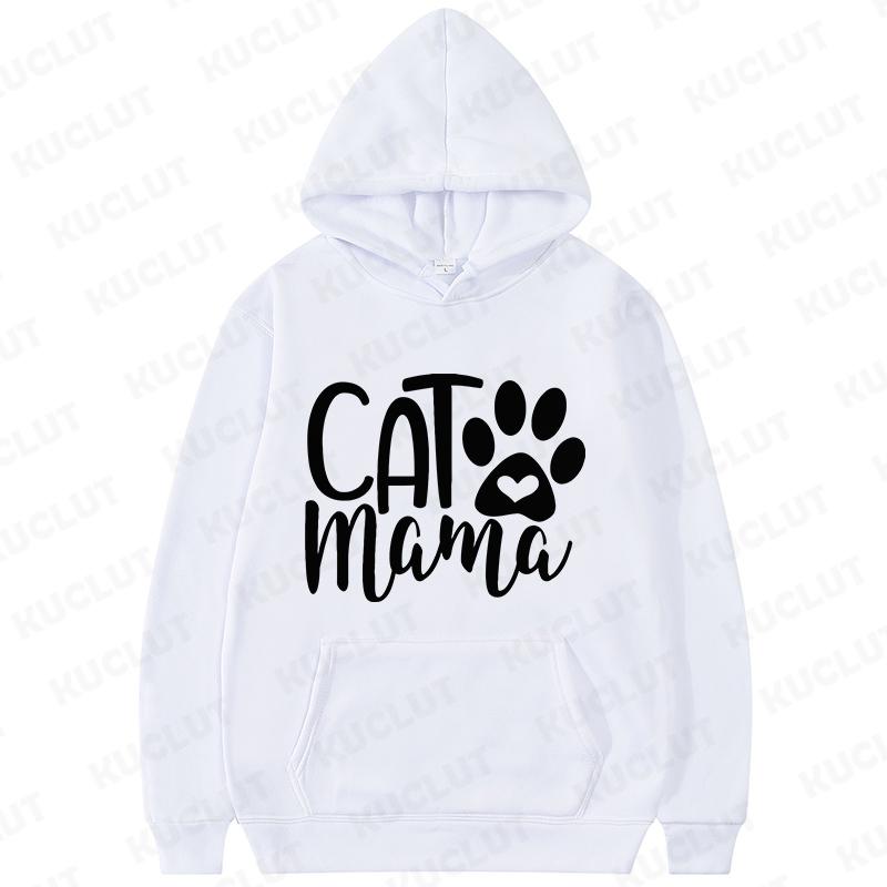Cat Mama Print Hoodies Fashion Casual Long Sleeve Sweatshirts for Autumn Winter Clothing Mom Sportwear Fashion Women Clothes