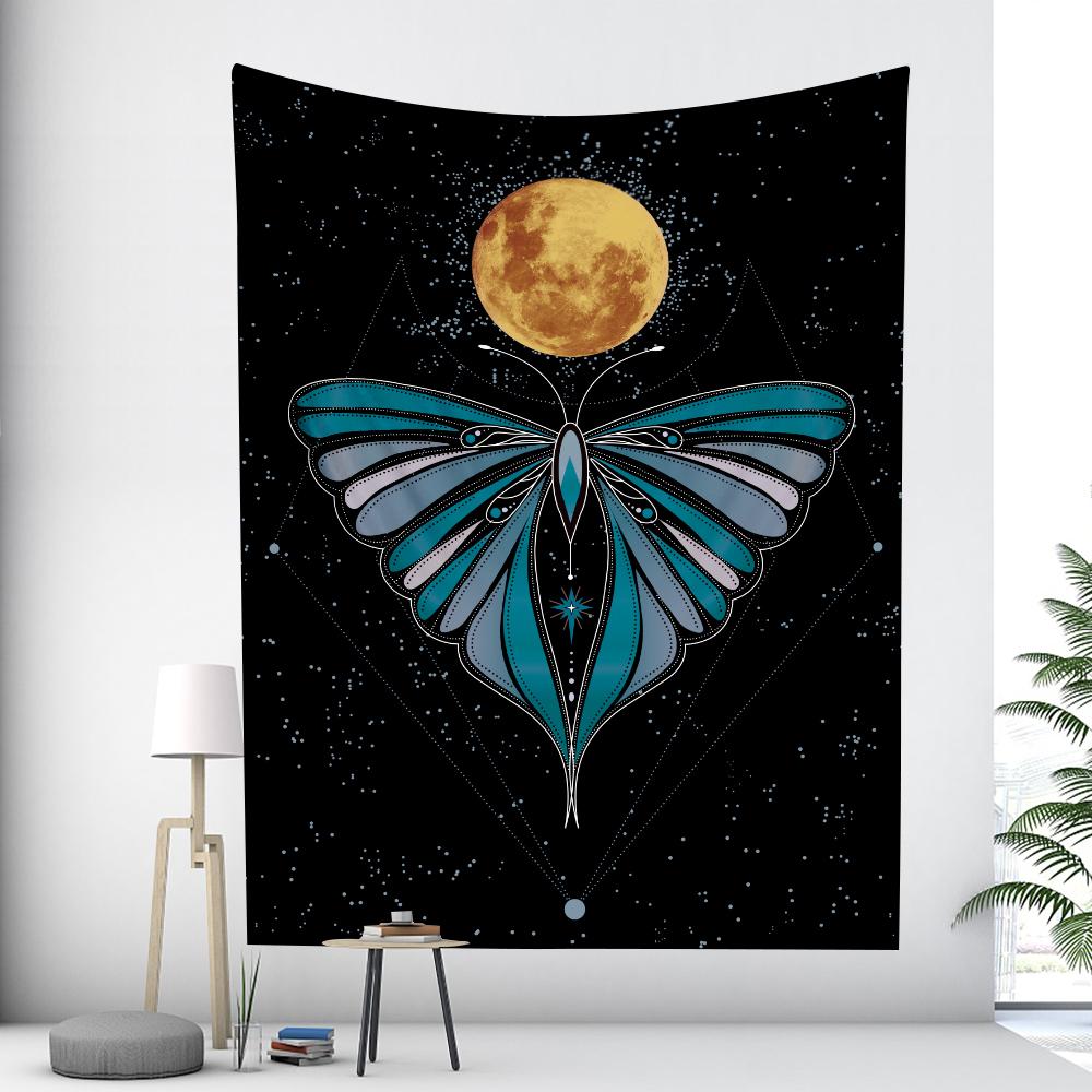 

Винтажный ботанический цветочный гобелен Таро с бабочкой, настенный гобелен для колдовства, хиппи, гобелен в стиле бохо, комната в общежитии, домашний декор 100X75CM