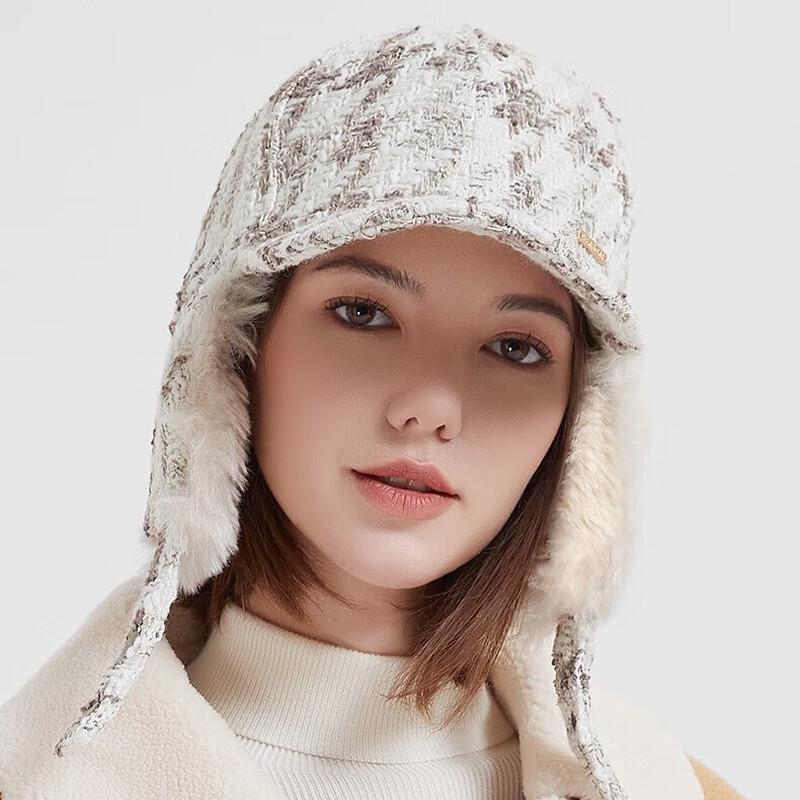 

Camong Plaid Wool Earflap Baseball Cap 57cm