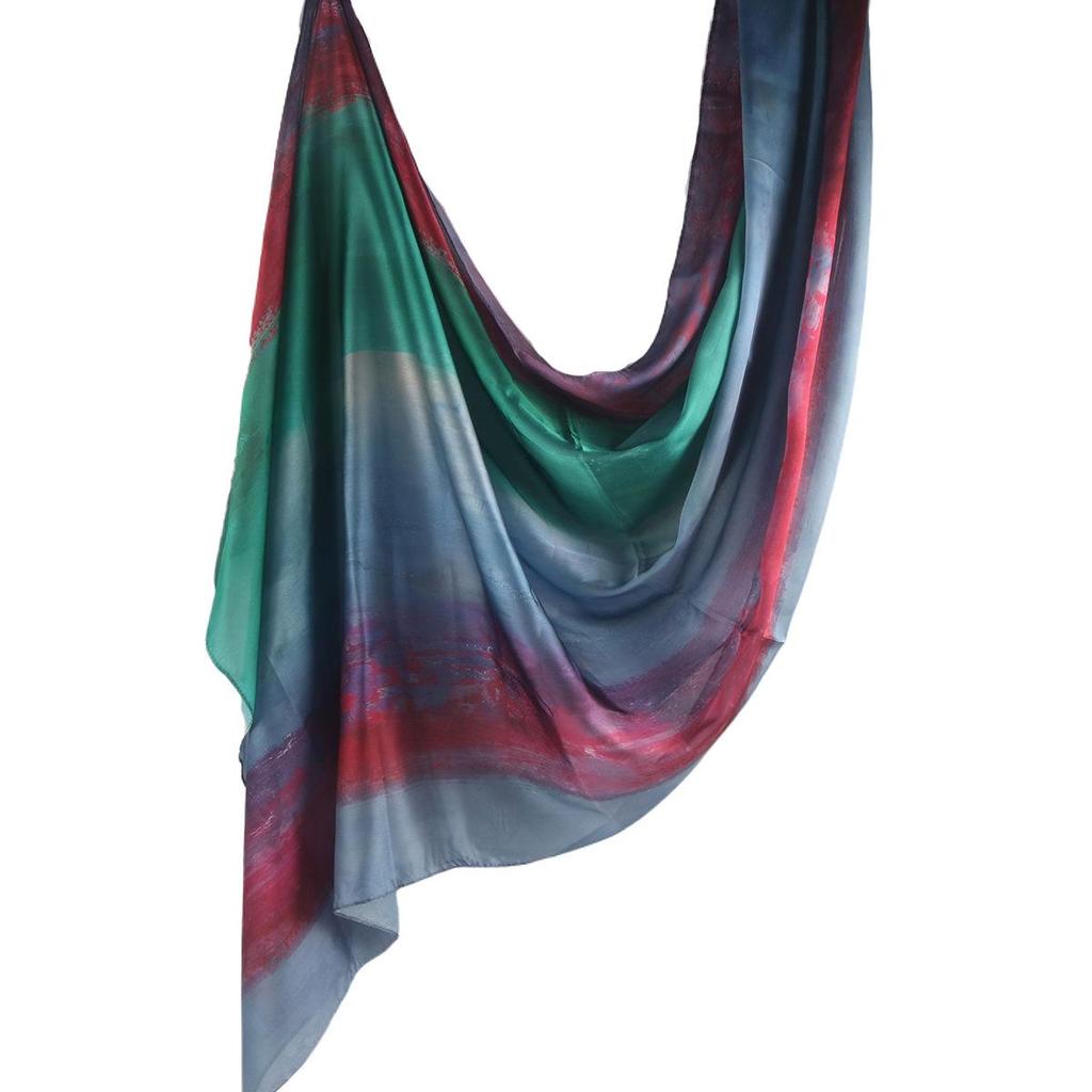 Silk Printed Marble Ethnic Headscarf and Shawl