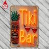 Tiki Bar Neon Sign 8x12 2D Metal Wall Art Tropical Drinks Tiki Mug Decor for Restaurant Bar Home