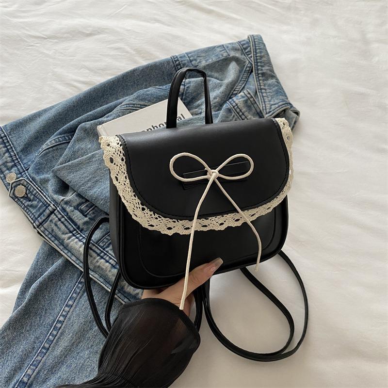 Sweet Lace Stylish Simple Design Bow Casual Shoulder Crossbody Portable Small Square Bag