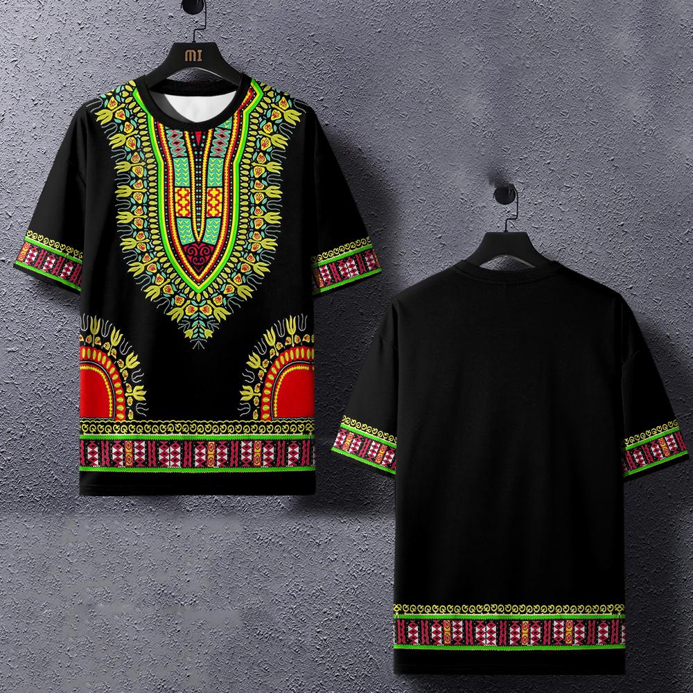 XXS-6XL Plus Size Summer Short Sleeve Men's T-Shirt Retro Ethnic Pattern Print T-Shirts Casual Crew Neck Tops Fashion Clothing