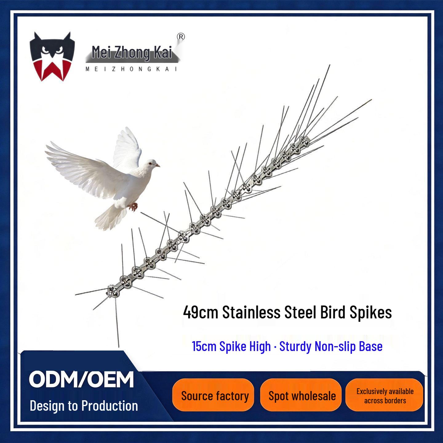 Mei Zhong Kai Stainless Steel Bird Repellent Anti-Pigeon Outdoor Spikes MZK001