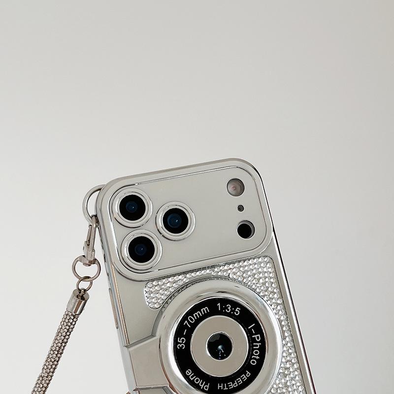 Galvanisierte Strass-Handkamera-Tasche für Apple iPhone 17 Pro Max