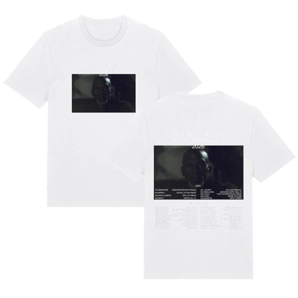 

Daniel Caesar SON OF SPERGY TOUR 2026 T-shirts Hip Hop Tee Fashion Women Men Cotton Clothing Retro Streetwear L білий