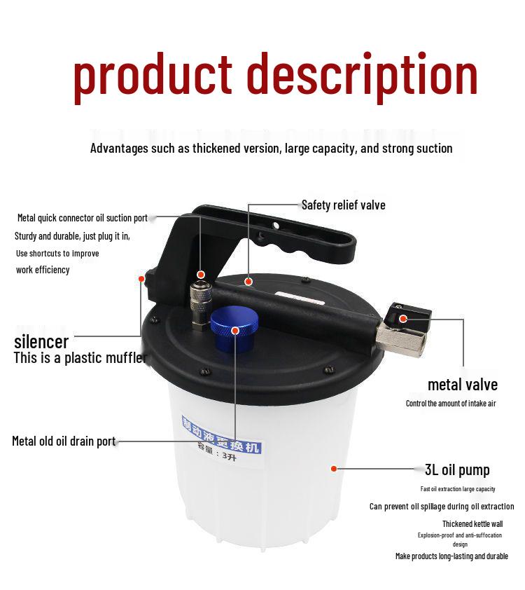 3L Pneumatic Brake Fluid Change Machine & Oil Extractor Tool for Auto Maintenance