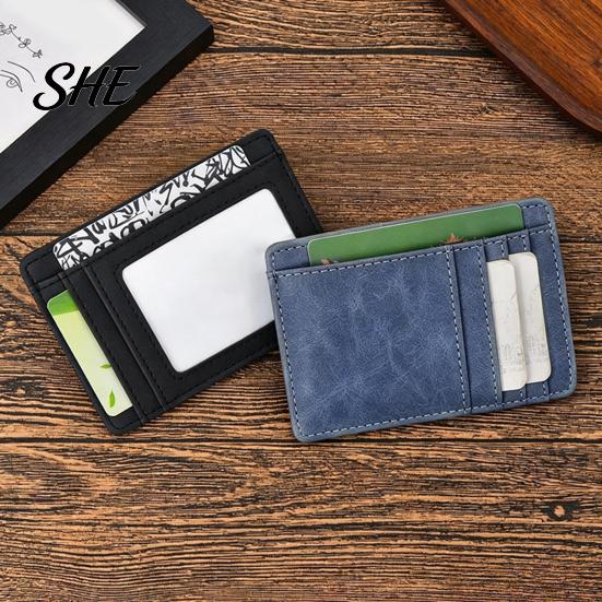 Slim Professional Card Case for Business Holder Men, Minimalist Credit with ID Window, Simple Solid Color Wallet Men Multiple Slots, Pocket Cards Bank