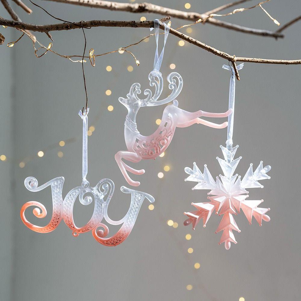 Snowflake Icicle Christmas Pendants Crystal Acrylic Christmas Tree Ornaments Happy New Year Home Table Decor Hanging Pendant