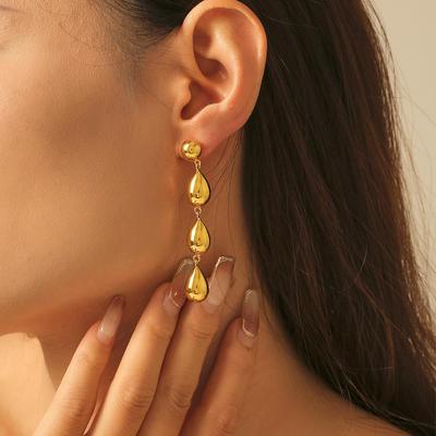 18k Gold-Plated Geometric Tassel Earrings for Women - Light Luxury, Versatile Design, Copper