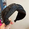 New Vintage Patchwork Headband Wide Edge Leopard Mesh Cross Headband Clip Women's Hair Accessories