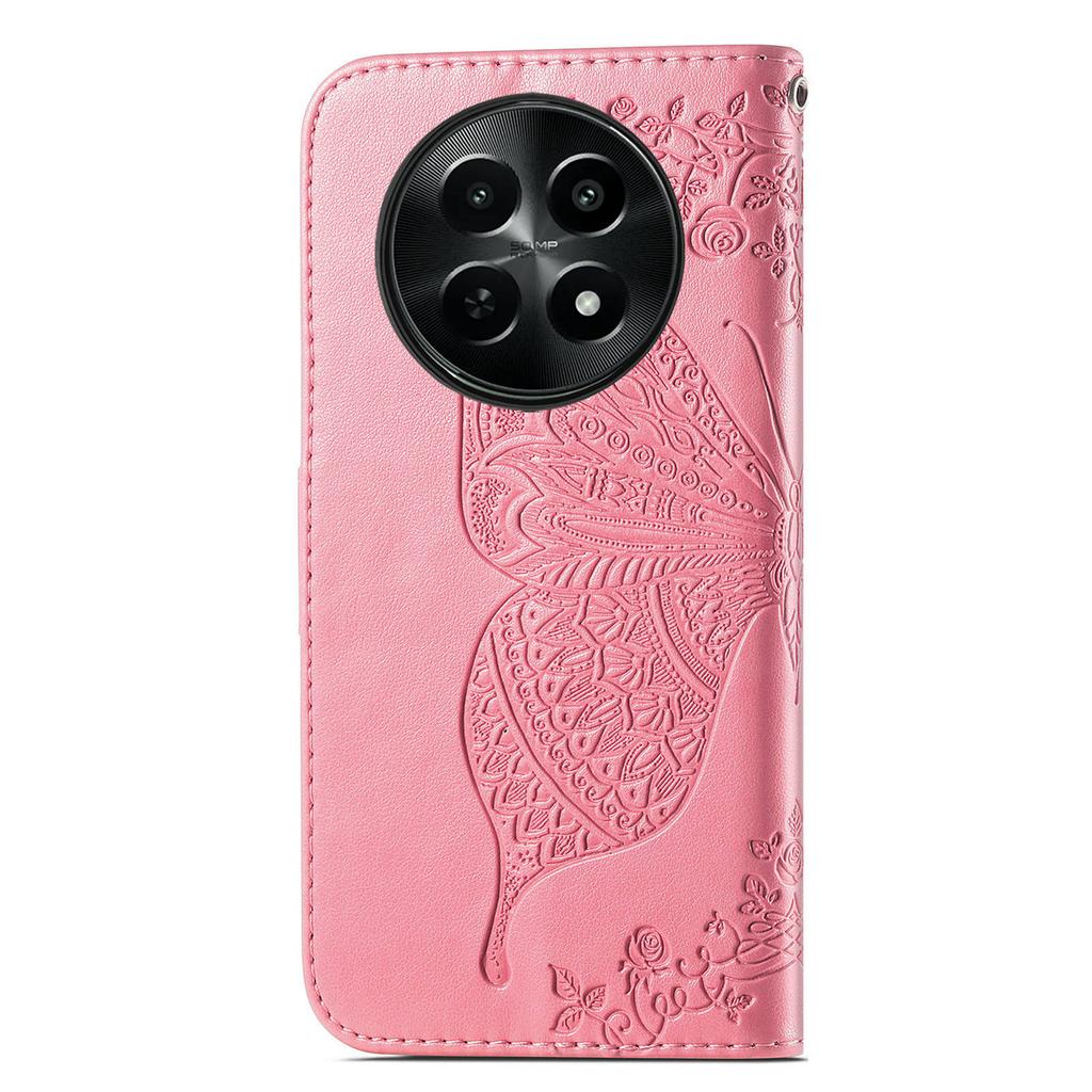 For Realme 12 5G Case Butterfly Imprinted PU Leather Magnetic Flip Stand Phone Cover