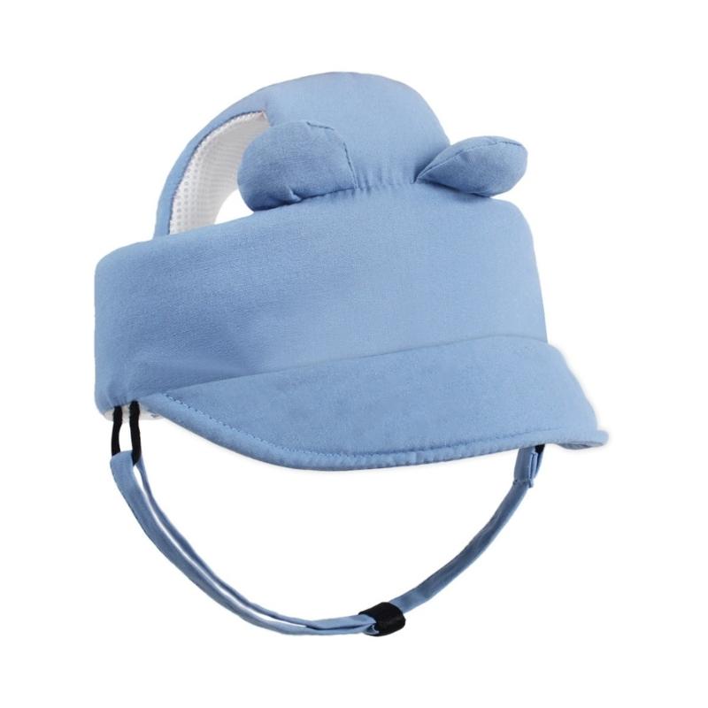 Breathable Infant Safety Helmets Hat Solid Color Lightweight Design Head Protector for Learning to Walk Toddler Baby синий