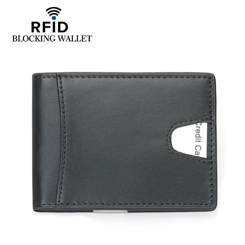 Men's RFID Anti-theft Dollar Clip Leather Wallet