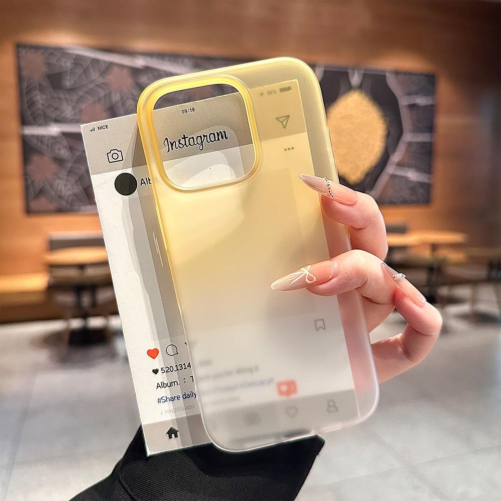

Luxury Transparent Gradient Matte Phone Case For iPhone 16 15 14 13 12 Pro Max Plus Ultrathin Shockproof Bumper Cases Cover iPhone 12 Pro Max жовтий