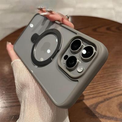 Magnetic Ring Stand Holder Clear Case For iPhone 15 14 13 12 11 Pro Max For Magsafe Bracket Solid Color Transparent Bumper Cover
