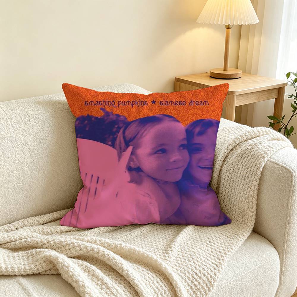 Band S-Smashing P-Pumpkins  Square Double-Sided printed Pillow Case Bedroom Bedside Pillow Sofa Cushion Cover