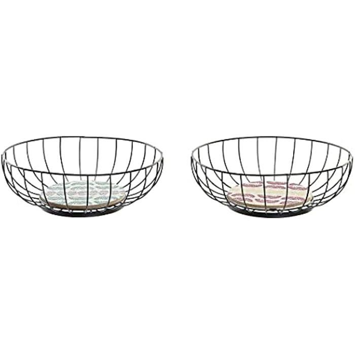 Corbeille à fruits - DKD HOME DECOR - Standard - Métal et MDF - Bleu et turquoise - 28x28x11 cm