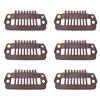 50pcs 8 Tips 8 Teeth Snap Comb Wig Clips Stainless Steel Snap Clips with Rubber Hair Grips for Hair Extension Wigs Brown