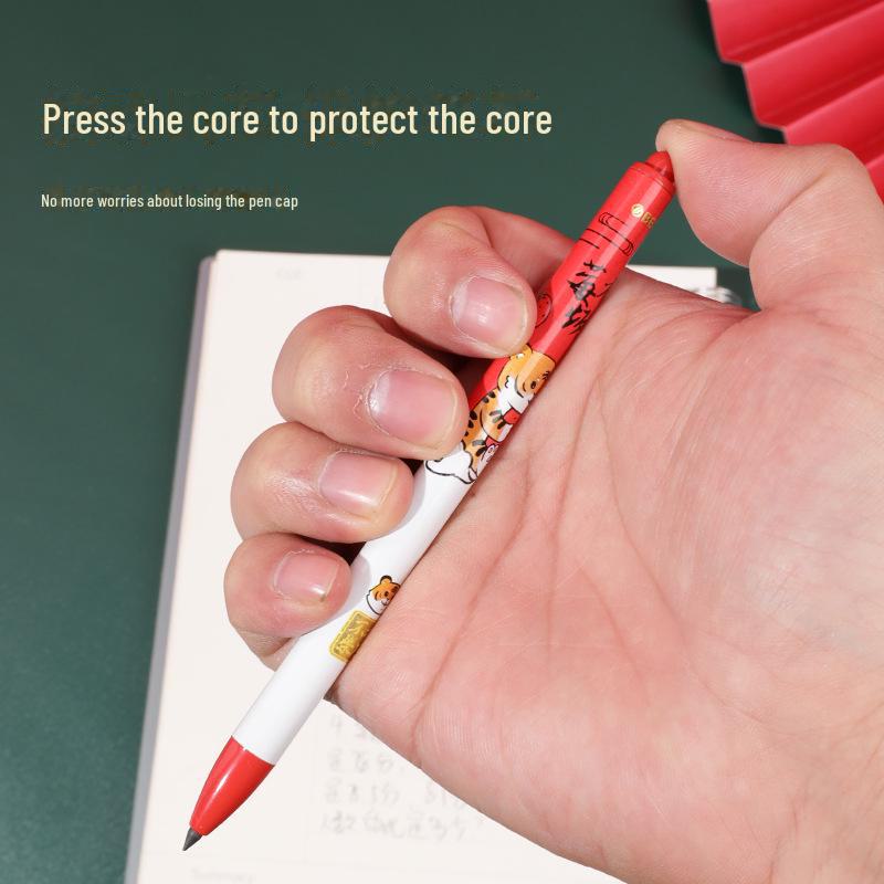 Beifa 4-Color Endless Writing Auto Pencils with Metal Holder - Cute Cartoon Design for Elementary Students