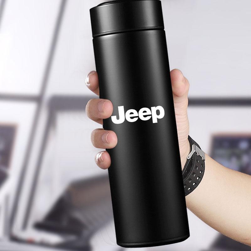 Auto Smart Thermosflasche mit Temperaturanzeige Kaffeetasse für Jeep Renegade Wrangler JK Grand Cherokee XJ Willys Compass Command Patriot