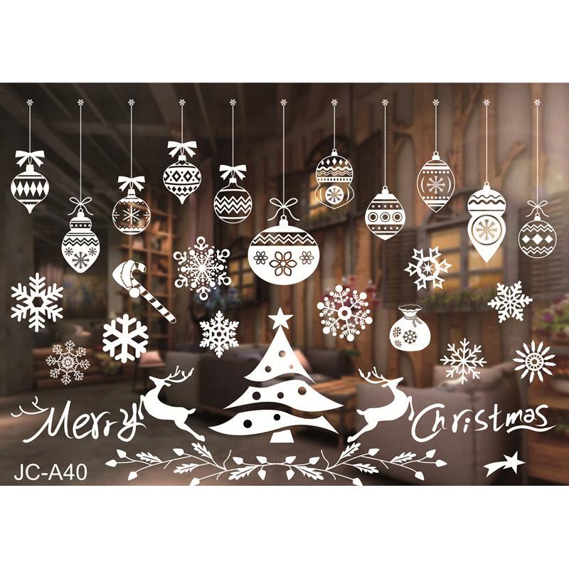 Christmas Static Window Clings Snowflakes Reindeer Santa Claus Stickers Xmas Home Decorations For Glass