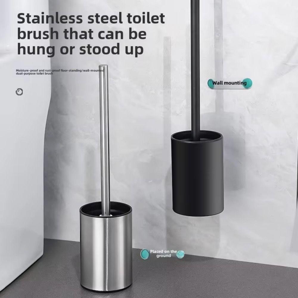 Stainless Steel Toilet Brush Set Non Perforated Floor Toilet Cleaning Tool  Home